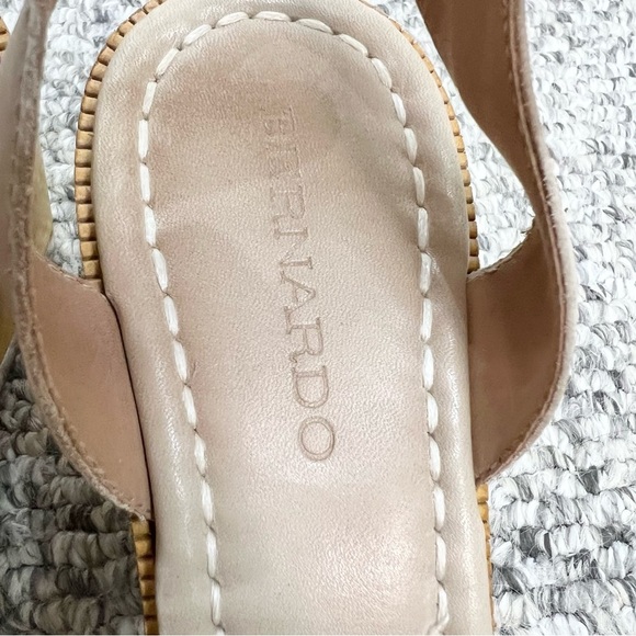 Bernardo Kate beige tan leather wooden platform clear heel ankle strap sandals 9 - Picture 8 of 14